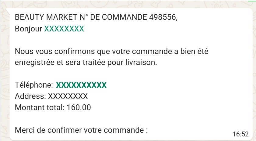 Capture de mail de confirmation